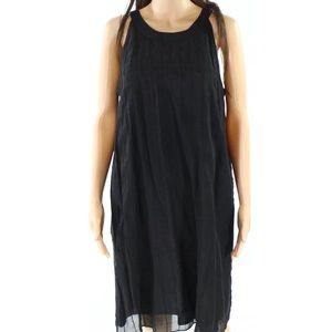 Nic+Zoe-Black Pleated ScoopNeck Shift Dress Size 6